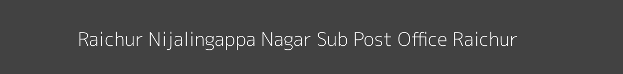 Raichur Nijalingappa Nagar Post Office Raichur Pincode 584101